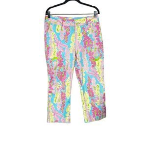Lilly Pulitzer vintage snappy dragonfly crop pants size 10
